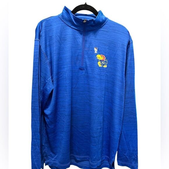 NWT Top Of The World Blue Kansas Jayhawks Quarter-Zip Pullover Logo Size L - MSR - Picture 3 of 6